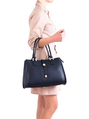 Lia Biassoni Leren handtas "Crati" donkerblauw - (B)35 x (H)25 x (D)11 cm