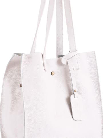 Lia Biassoni Skórzana torebka "Busento" w kolorze białym - 34 x 28 x 12 cm