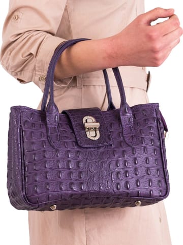 Lia Biassoni Skórzana torebka w kolorze fioletowym - 26 x 17 x 12 cm