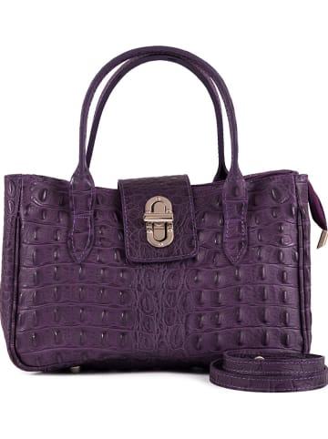 Lia Biassoni Leder-Henkeltasche in Violett - (B)26 x (H)17 x (T)12 cm