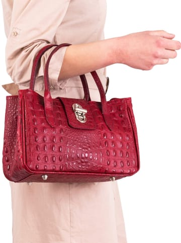 Lia Biassoni Skórzana torebka "Coscile" w kolorze bordowym - 26 x 17 x 12 cm