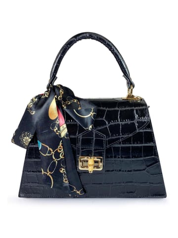 Lia Biassoni Leder-Henkeltasche "Troina" in Schwarz - (B)22 x (H)24 x (T)9 cm