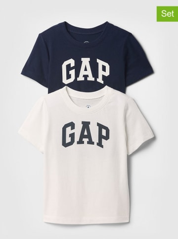 GAP 2er-Set: Shirts in Dunkelblau/ Weiß