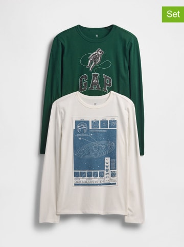 GAP 2er-Set: Longsleeves in Weiß/ Grün