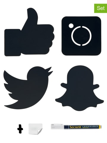 Securit 5tlg. Set: Wandtafeln "Social Media" und Kreidemarker