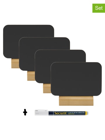 Securit 8tlg. Set: Tischkreidetafeln "Rectangular" mit Holzfüßen und Kreidemarker
