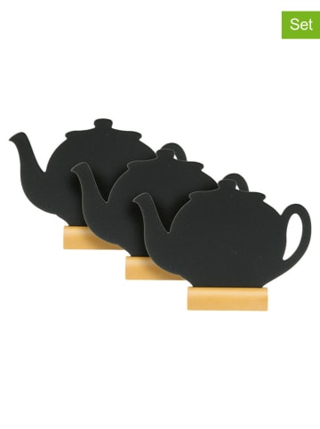 Securit 7tlg. Set: Tischkreidetafeln "Teapot" mit Holzfüßen und Kreidemarker