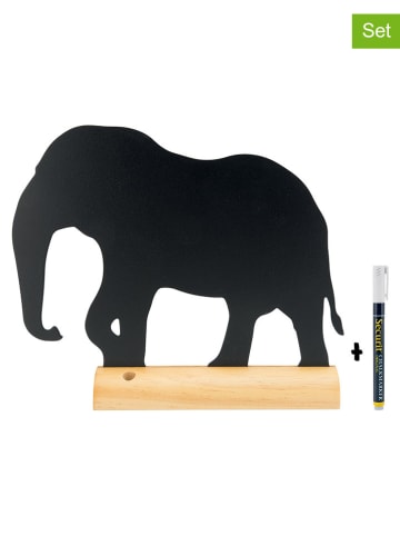 Securit 3tlg. Set: Tischkreidetafel "Elephant" - (B)29,5 x (H)24 x (T)6 cm