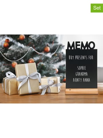 Securit 3-delige set: tafelschoolbord "Memo" met houten voet en krijtstift - (B)21 cm