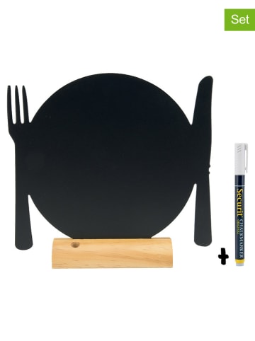 Securit 3tlg. Set: Tischkreidetafel "Plate" - (B)24 x (H)25,3 x (T)6 cm