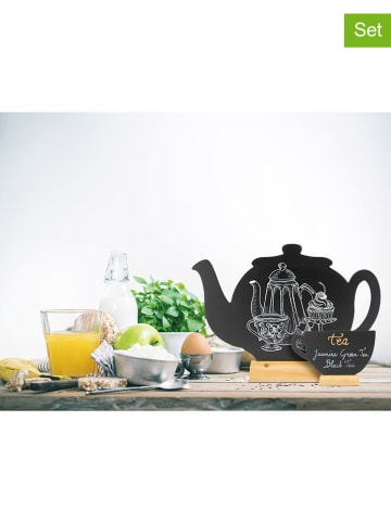 Securit 3tlg. Set: Tischkreidetafel "Teapot" - (B)10 x (H)13 x (T)2 cm