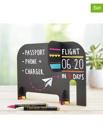 Securit 2tlg. Set: 3D-Tischtafel "Elephant" - (B)14,3 x (H)19,8 x (T)10,1 cm