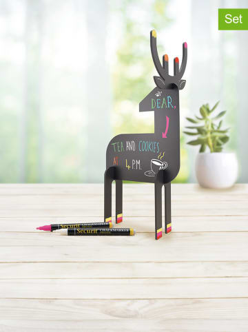 Securit 2tlg. Set: 3D-Tischtafel "Deer" und Kreidemarker - (B)14,7 x (H)31 x (T)11,3 cm