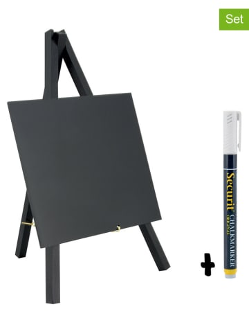 Securit 2tlg. Set: Kreidetafelstaffelei und Kreidemarker - (B)15 x (H)24,4 x (T)13,5 cm