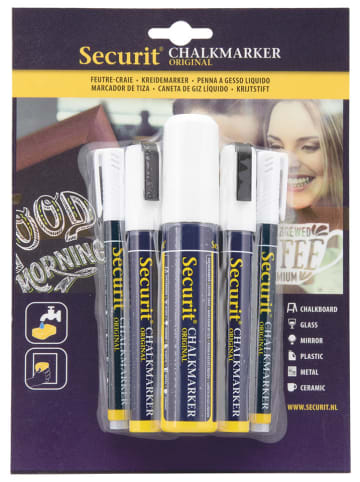 Securit Vloeibare krijtstiften "Securit®" wit - 5 stuks