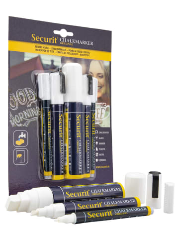 Securit Vloeibare krijtstiften "Securit®" wit - 5 stuks