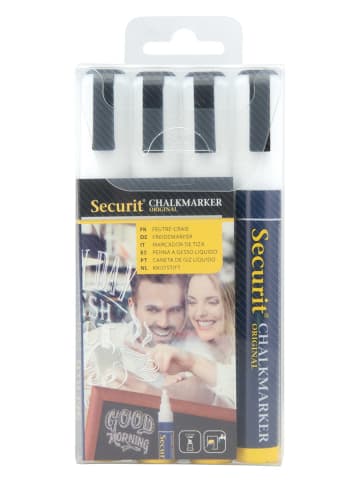 Securit Płynne markery kredowe (4 szt.) "Securit®" w kolorze białym