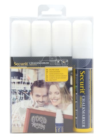 Securit Płynne markery kredowe (4 szt.) "Securit®" w kolorze białym