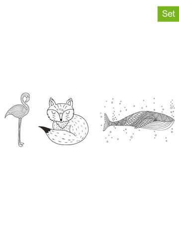 Securit 3tlg. Set: Fensterschablonen "Animals" und Kreidemarker - (B)29,7 x (H)42 cm