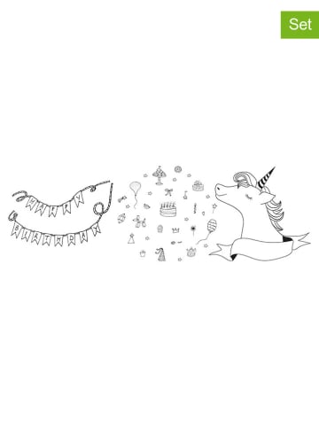 Securit 3-delige set: raamsjablonen "Girl Birthday" en krijtstiften - (B)42 x (H)59,4 cm