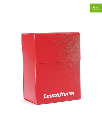 LEUCHTTURM1917 Pudełka (3 szt.) w kolorze czerwonym na karty - 7 x 9,2 x 4,5 cm