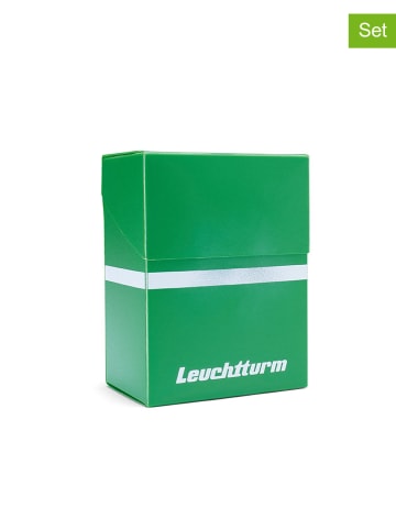 LEUCHTTURM1917 3er-Set: Sammelkartenboxen ''Lothar'' in Grün - (B)7 x (H)9,2 x (T)4,5 cm