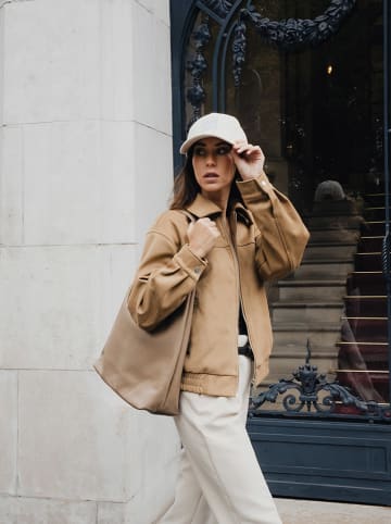 maison héritage PARIS Leder-Shopper "Kira" in Beige - (B)35 x (H)32 x (T)13 cm