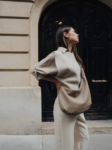 maison héritage PARIS Skórzana torebka "Rin" w kolorze kremowym - 40 x 33 x 2 cm