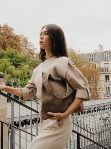 maison héritage PARIS Leder-Schultertasche "Maldives" in Beige - (B)44 x (H)38.5cm