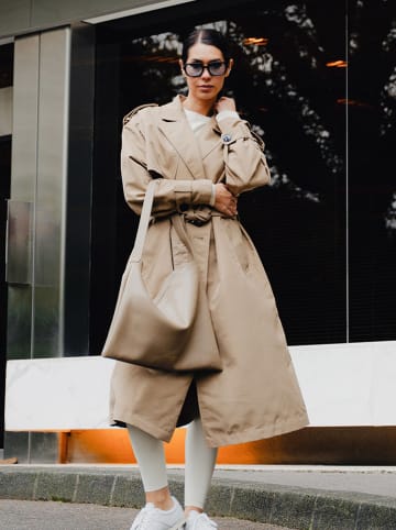 maison héritage PARIS Skórzany shopper bag "Ori" w kolorze beżowym - 45 x 35 cm