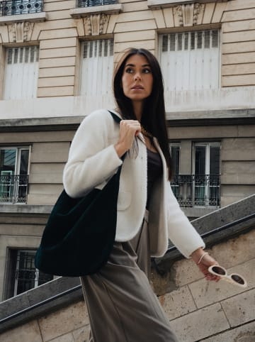 maison héritage PARIS Leder-Shopper "Ori" in Grün - (B)45 x (H)35 cm 