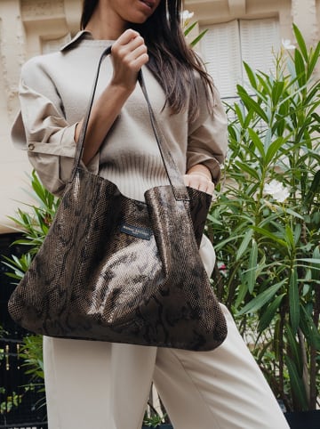 maison héritage PARIS Skórzany shopper bag "Ori" w kolorze jasnobrązowym - 45 x 35 cm