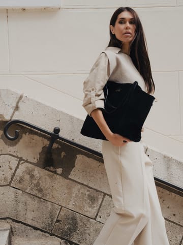 maison héritage PARIS Skórzany shopper bag "Naya" w kolorze czarnym - 41 x 30 x 10 cm