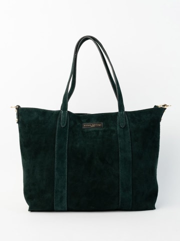 maison héritage PARIS Skórzany shopper bag "Naya" w kolorze ciemnozielonym - 41 x 30 x 10 cm