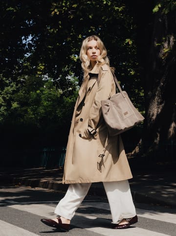 maison héritage PARIS Skórzany shopper bag "Rise" w kolorze beżowym - 52 x 31 cm