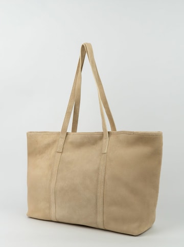 maison héritage PARIS Skórzany shopper bag "Rise" w kolorze beżowym - 52 x 31 cm