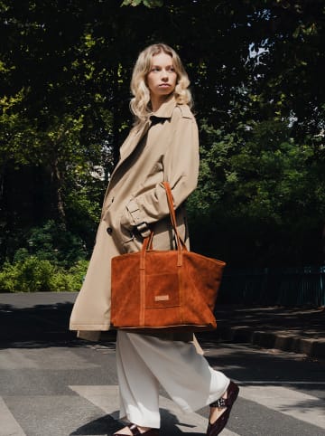 maison héritage PARIS Leder-Shopper "Rise" in Hellbraun - (B)52 x (H)31 cm