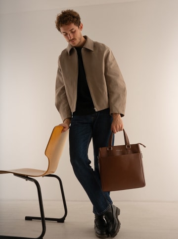 maison héritage PARIS Skórzana torebka "Ethan" w kolorze jasnobrązowym - 31 x 32 x 8 cm