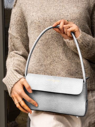 maison héritage PARIS Skórzana torebka "Hebe" w kolorze srebrnym - 28 x 36 x 7 cm