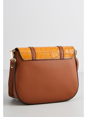 maison héritage PARIS Leren schoudertas "Tex Croco" lichtbruin - (B)25 x (H)19 x (D)9 cm