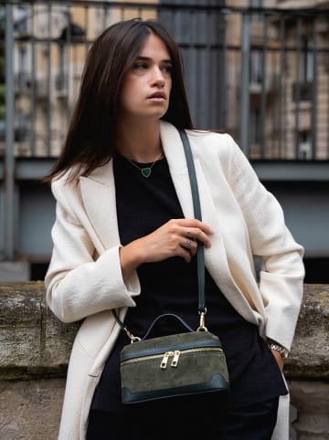 maison héritage PARIS Skórzana torebka "Simos Suede" w kolorze zielonym - 21 x 13 x 9 cm