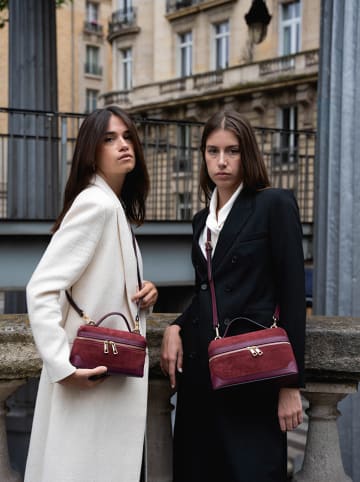 maison héritage PARIS Skórzana torebka "Simos Suede" w kolorze bordowym - 21 x 13 x 9 cm