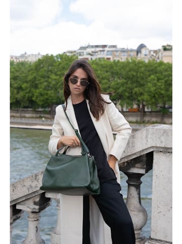 maison héritage PARIS Skórzany shopper bag "Emerald" w kolorze ciemnozielonym - 42 x 28 x 22 cm