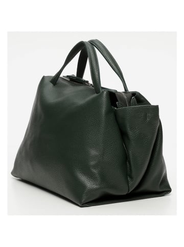 maison héritage PARIS Skórzany shopper bag "Emerald" w kolorze ciemnozielonym - 42 x 28 x 22 cm
