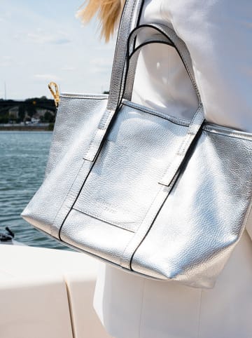 maison héritage PARIS Skórzana torebka "Mini Malta" w kolorze srebrnym - 38 x 24 x 9 cm