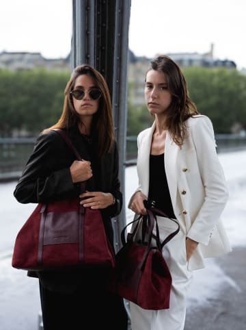 maison héritage PARIS Leder-Schultertasche "Mini Malta" in Bordeaux - (B)38 x (H)24 x (T)9 cm