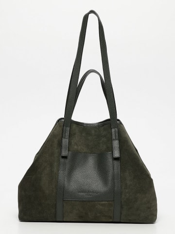 maison héritage PARIS Skórzany shopper bag "Malta" w kolorze ciemnozielonym - 52 x 31 cm