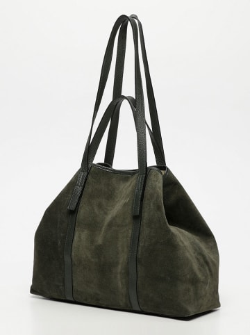 maison héritage PARIS Skórzany shopper bag "Malta" w kolorze ciemnozielonym - 52 x 31 cm