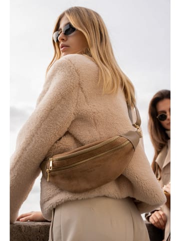 maison héritage PARIS Skórzana saszetka "Mouki" w kolorze jasnobrązowym - 27 x 11,5 x 7,5 cm