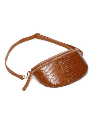 maison héritage PARIS Leren borstbuidel "Kimi Croco" lichtbruin - (B)28 x (H)15 x (D)5 cm